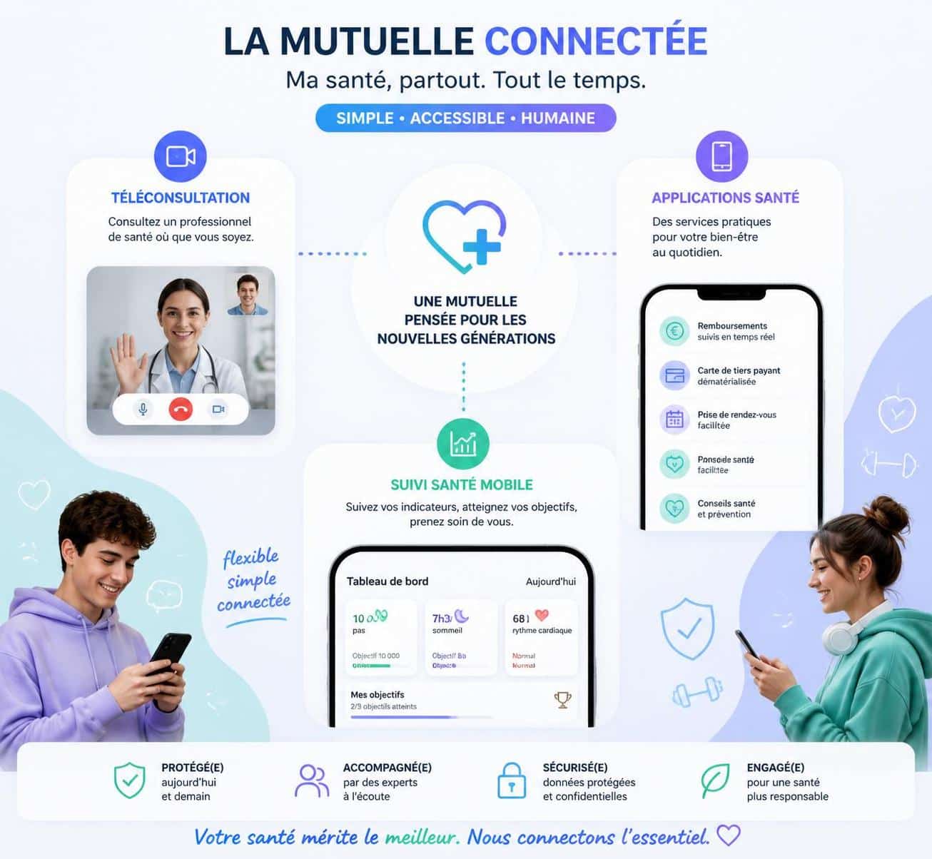 découvrez les offres de mutuelle connectée, des solutions santé numériques innovantes adaptées aux besoins des jeunes générations pour une couverture optimale et connectée.