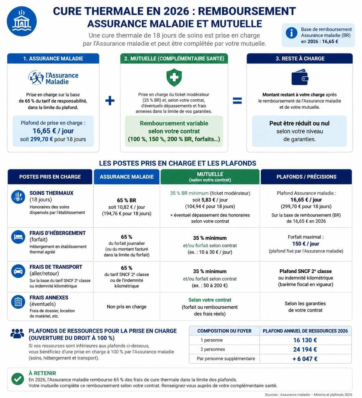 découvrez comment votre mutuelle rembourse les cures thermales et quels frais restent à votre charge pour profiter pleinement de vos soins.